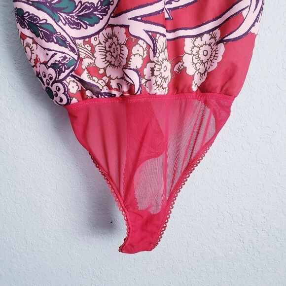 Intimately Free People Red Floral Paisley Spellbound Bodysuit - Picture 3 of 8